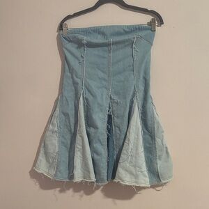 Pilcro Strapless Denim Dress in Light Blue
